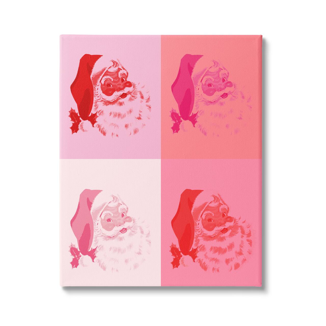 Stupell Industries Pop Style Pink Santa Claus Canvas Wall Art
